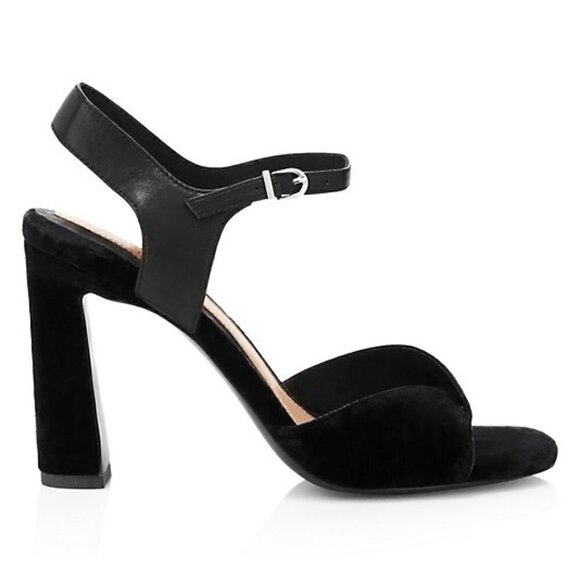 New JOIE Women's Okina Ankle-Strap Black Velvet High Heeled Sandals NWT Size 7 - Picture 2 of 5